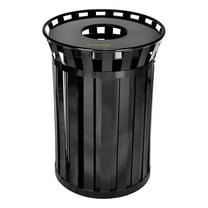 Alpine Commercial Outdoor Trash Can - 38 Gallon Heavy Duty Metal Garbage Can with Lid & Liner, All Weather Resistant Large Outside Trash Can Used in Park, School. Parking, Beach (Black - Open Top)