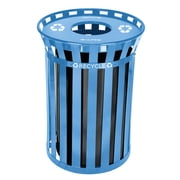 Alpine Commercial Outdoor Trash Can - 38 Gallon Heavy Duty Metal Garbage Can with Lid & Liner, All Weather Resistant, Perfect for Park, School. Parking, Beach Blue - Open Top