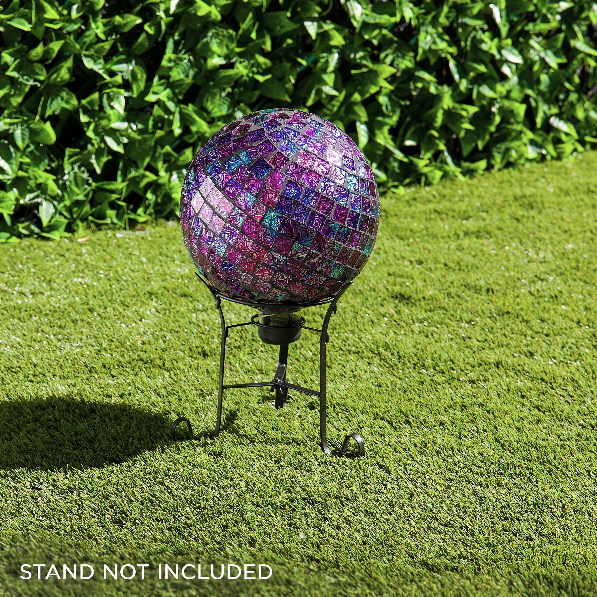 10" Purple Embossed Glass Mosaic Gazing Globe
