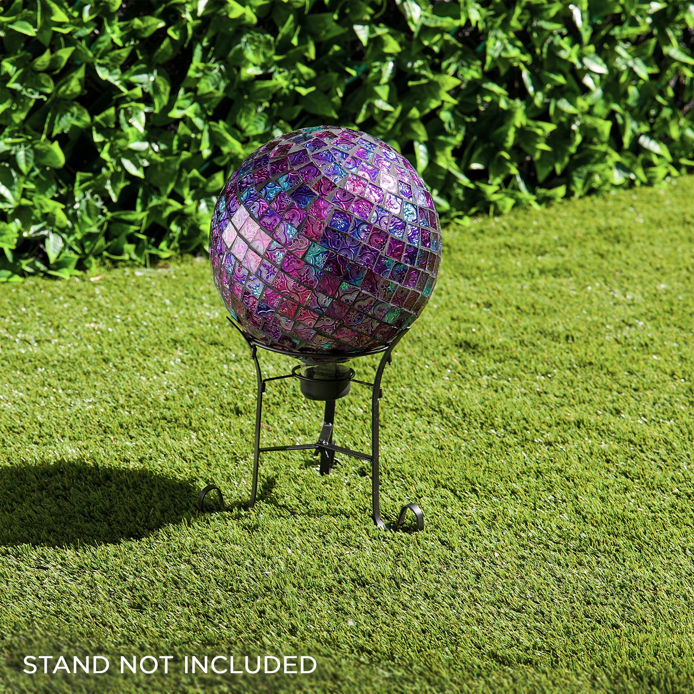10" Purple Embossed Glass Mosaic Gazing Globe
