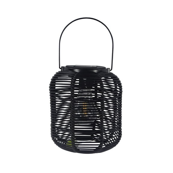 Alpine Corporation 10"H Solar Plastic Garden Lantern w/ LED Light, Black