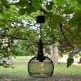 thumbnail image 1 of Alpine Corporation 10" Outdoor Metal and Glass Hanging Solar Warm White LED Lantern Light, Black, 1 of 11