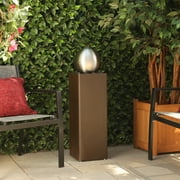 Alpine Corporation 10 x 37 Plug-In Cascading Metal Orb Fountain, Brown/Silver