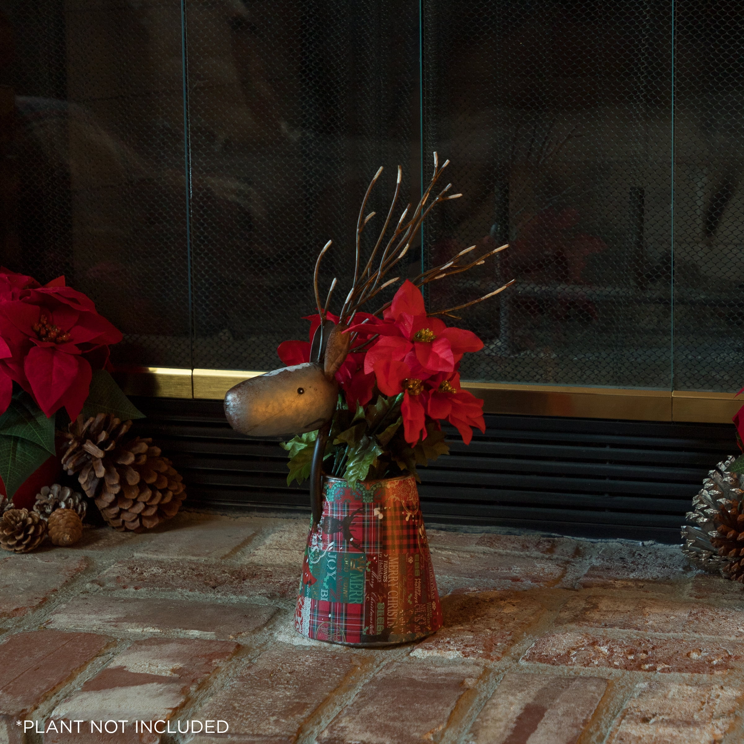 Alpine Corporation 10" x 6" x 18" Metal Reindeer Holiday Planter