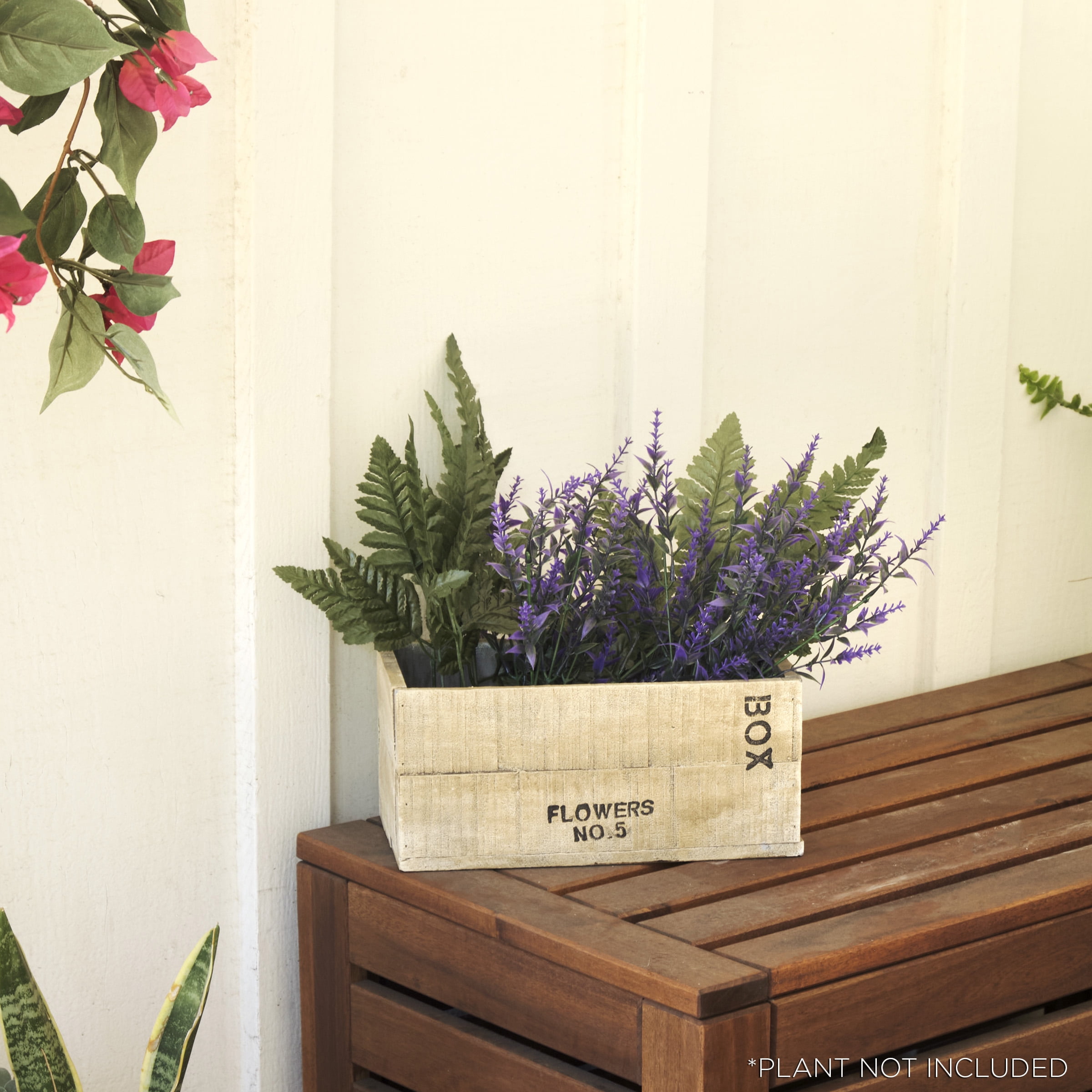 Rustic Beige Cement Rectangular Flower Box Planter, 11" x 5"