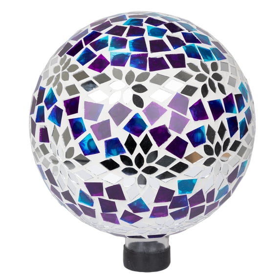 Alpine Corporation 12"H Mosaic Glass Gazing Globe with Floral Pattern