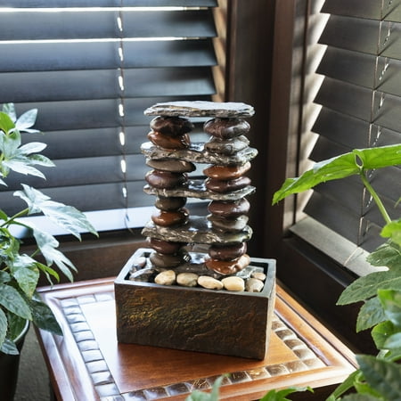 Alpine Corporation 12" Stacked Rocks Indoor / Outdoor Tabletop Fountain