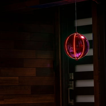 Alpine Corporation 13" Light-Up Hanging Ball Holiday Ornament, Red