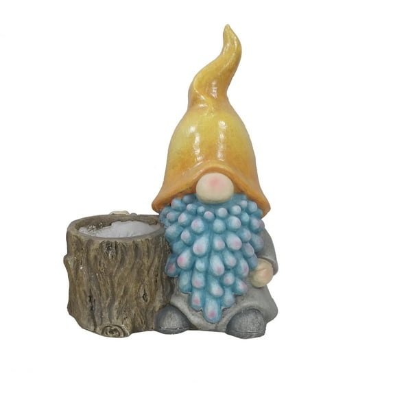 Alpine Corporation 16"H Gnome with Yellow Hat Planter with Drainage Hole