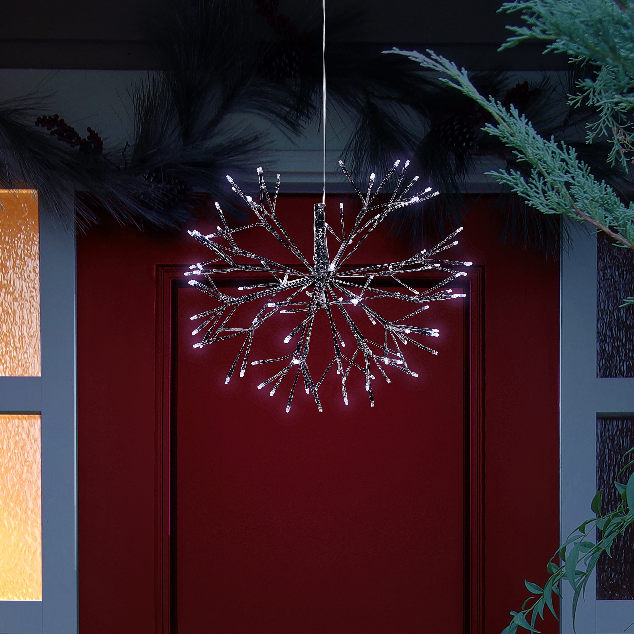 16" Cool White LED Hanging Snowflake Ornament