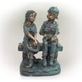 thumbnail image 1 of Alpine Corporation 16" Tall Indoor/Outdoor Girl and Boy Sitting on Bench with Puppy Statue Yard Art Decoration, 1 of 12