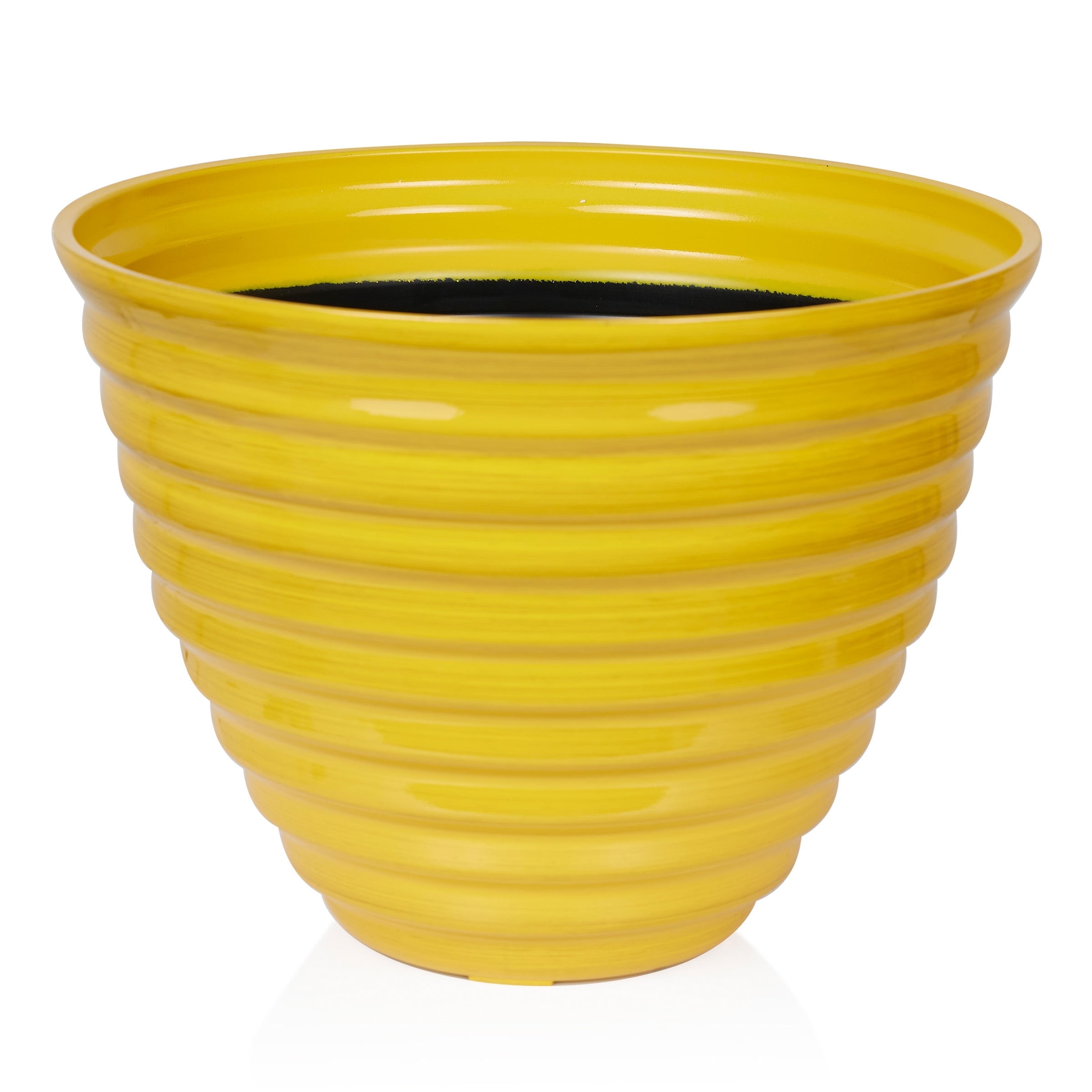 Alpine Corporation 16" Yellow Glazed Planter