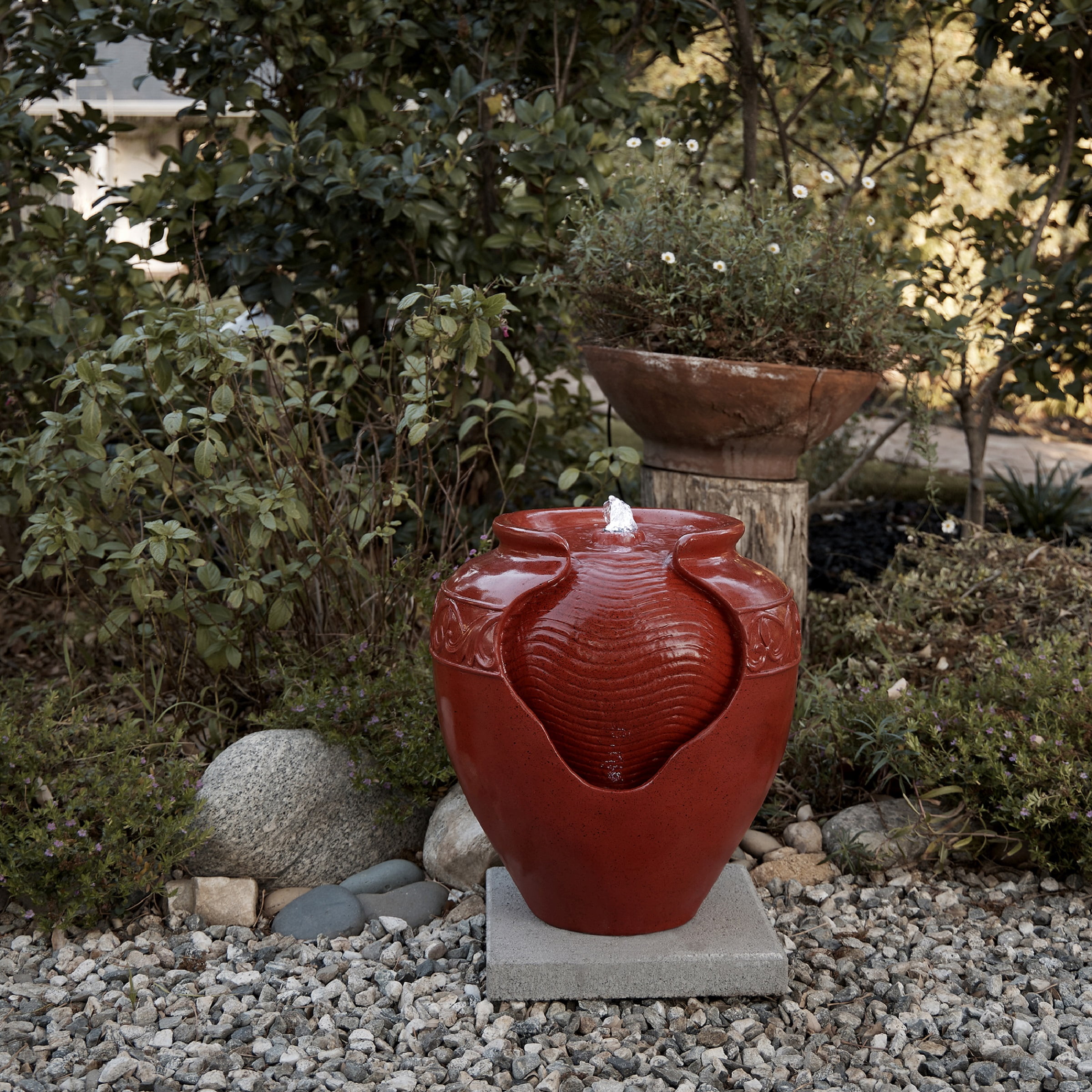 Alpine Corporation 17"H Indoor/Outdoor Vase Fountain, Cherry Red