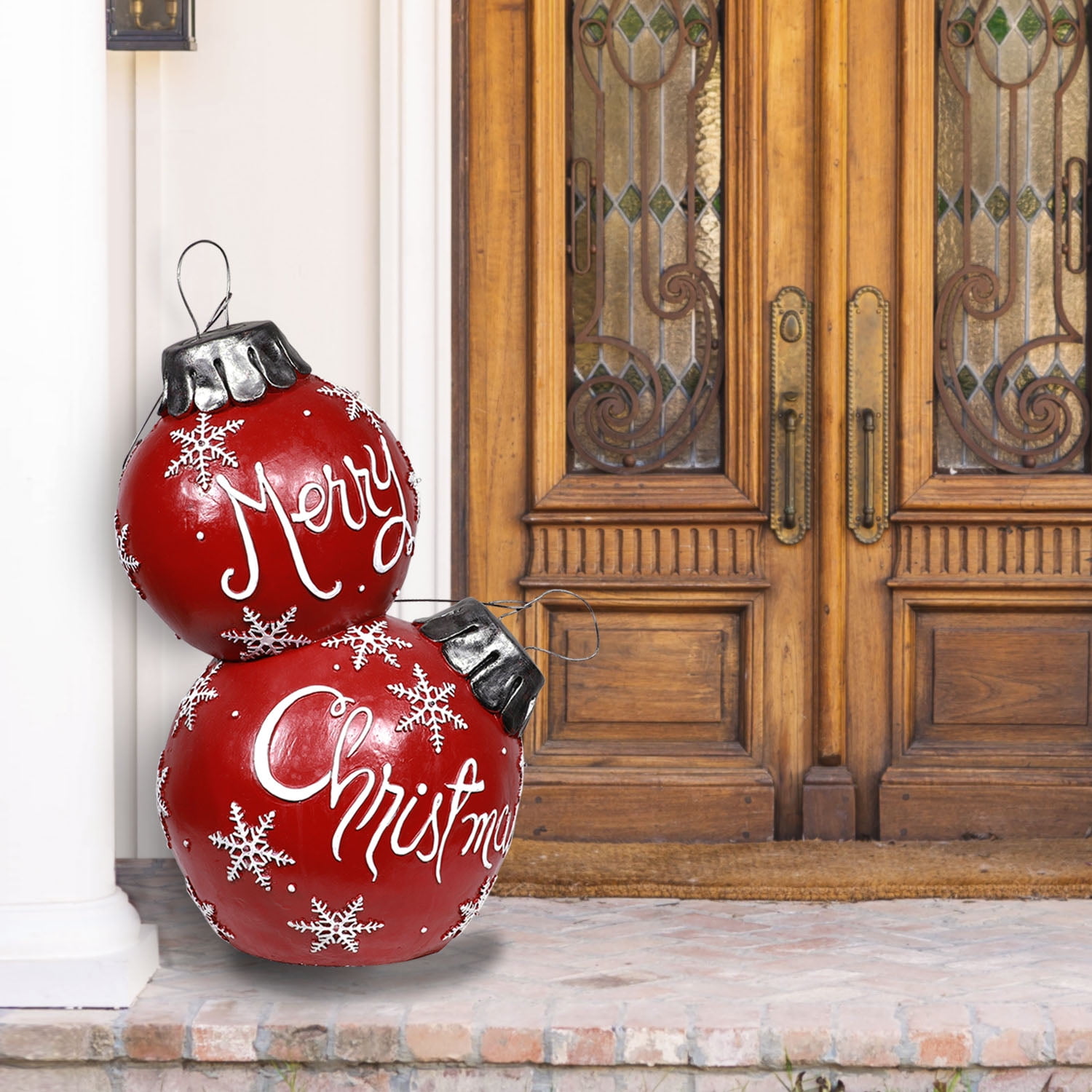 Red Stacked Christmas Ornament with Color Changing LED Lights