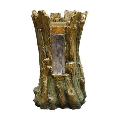 Alpine Corporation 22"H Tree Trunk Fountain with Cool White LED Lights