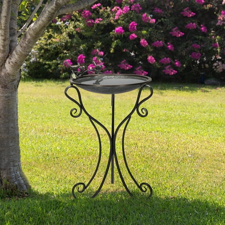 Alpine Corporation 22" x 24" x 36" Decorative Metal Birdbath Bowl on Stand, Rustic