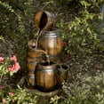 thumbnail image 1 of Alpine Corporation 24"H Indoor/Outdoor Tiered Barrels and Buckets Fountain, Brown, 1 of 11