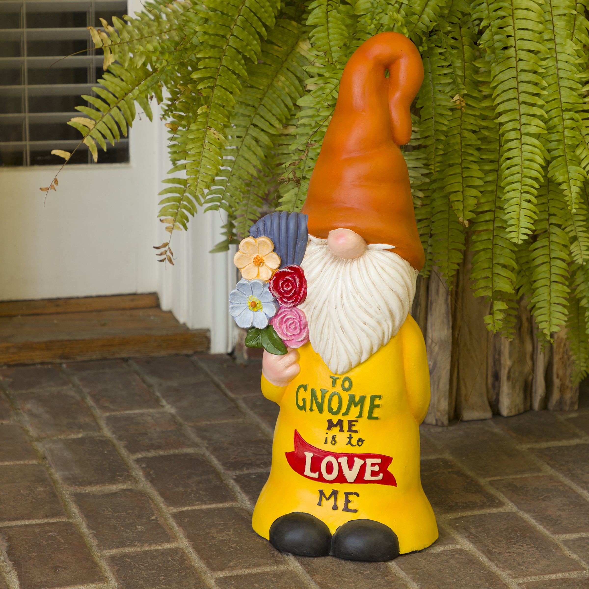 24" Multicolor Polyresin Garden Gnome with Flowers