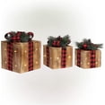 thumbnail image 1 of Alpine Corporation 3-Piece Decorative Wooden Christmas Gift Box Set with LED Lights, 1 of 2