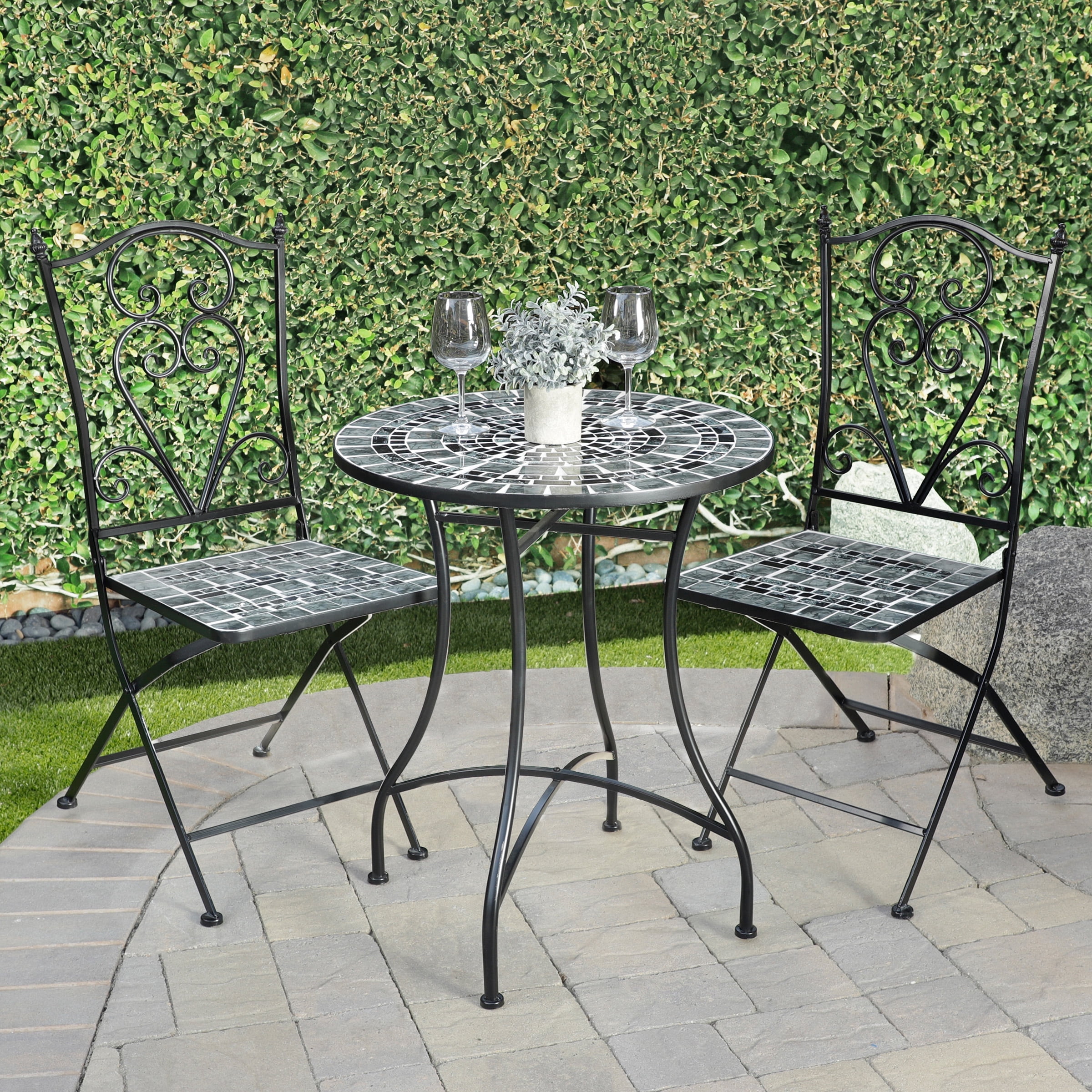 Free Shipping! Alpine Corporation 3-Piece Metal Mosaic Tile Bistro