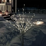 Alpine Corporation 39"H Indoor/Outdoor Metallic Foil Tree Stake Holiday Decoration with White LED Lights