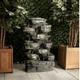 thumbnail image 1 of Alpine Corporation 39" Tall Outdoor Tiered Cascading Rock Electric Fountain with LED Lights, 1 of 12