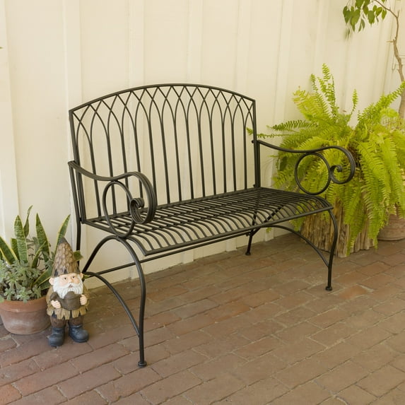 Alpine Corporation 44" x 26" x 38" Decorative Metal Wire Garden Bench, Black
