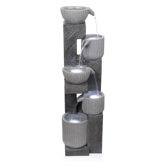 Alpine Corporation 5-Tier Pot Fountain with LED Lights