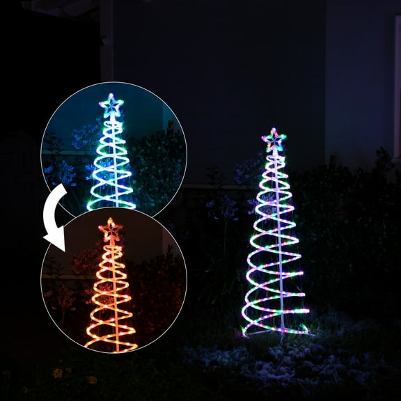 Alpine Corporation 59" Indoor/Outdoor Spiral Christmas Tree with LED Lights, White