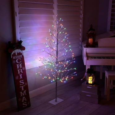 Alpine Corporation 60"H Indoor/Outdoor Artificial Christmas Tree with LED Lights Multi