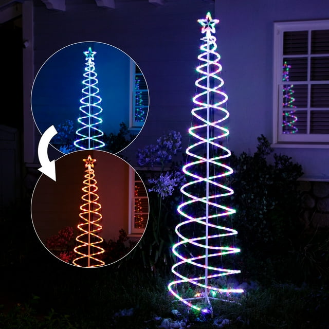 Alpine Corporation 91" Indoor/Outdoor Spiral Christmas Tree with LED