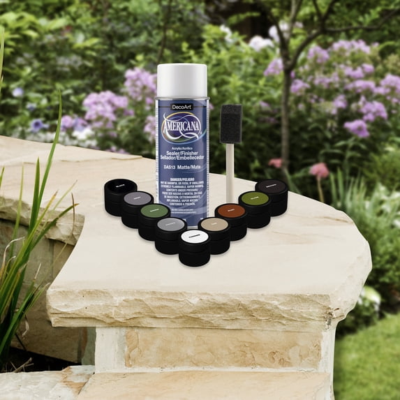 Alpine Corporation Americana Touch up Multicolor Paint Kit with Sealer Spray for Outdoor Decor