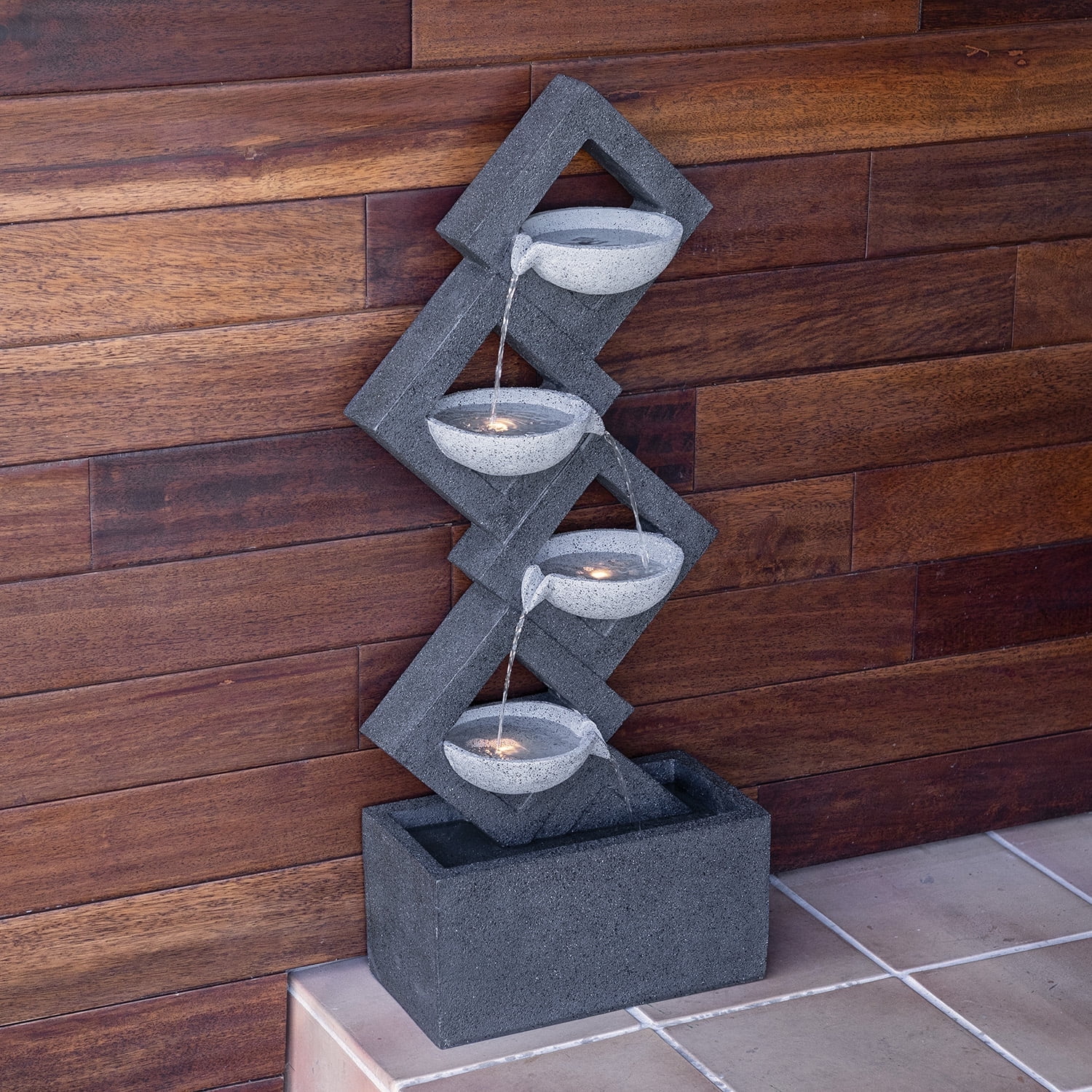 Alpine Corporation Calming Zen Four Tiered Wallfall Fountain, 40 Inch Tall