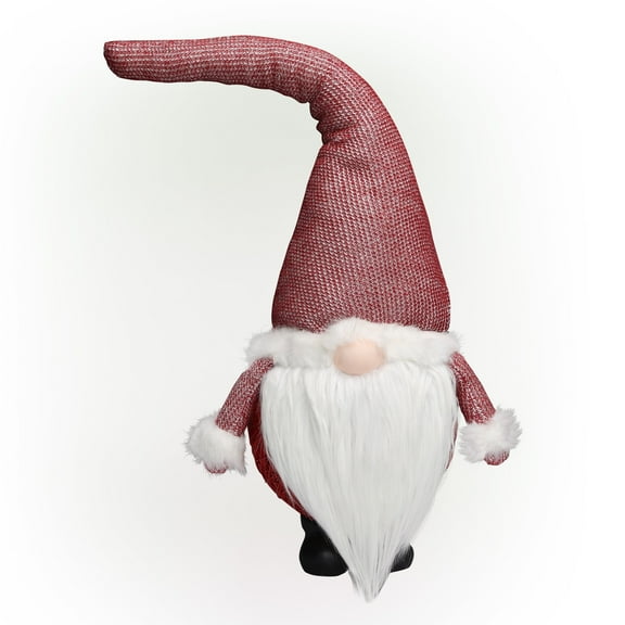 Alpine Corporation Christmas Collection 26" H Santa Gnome Statue Holiday Decor, with 4 Warm White LED Lights and Timer
