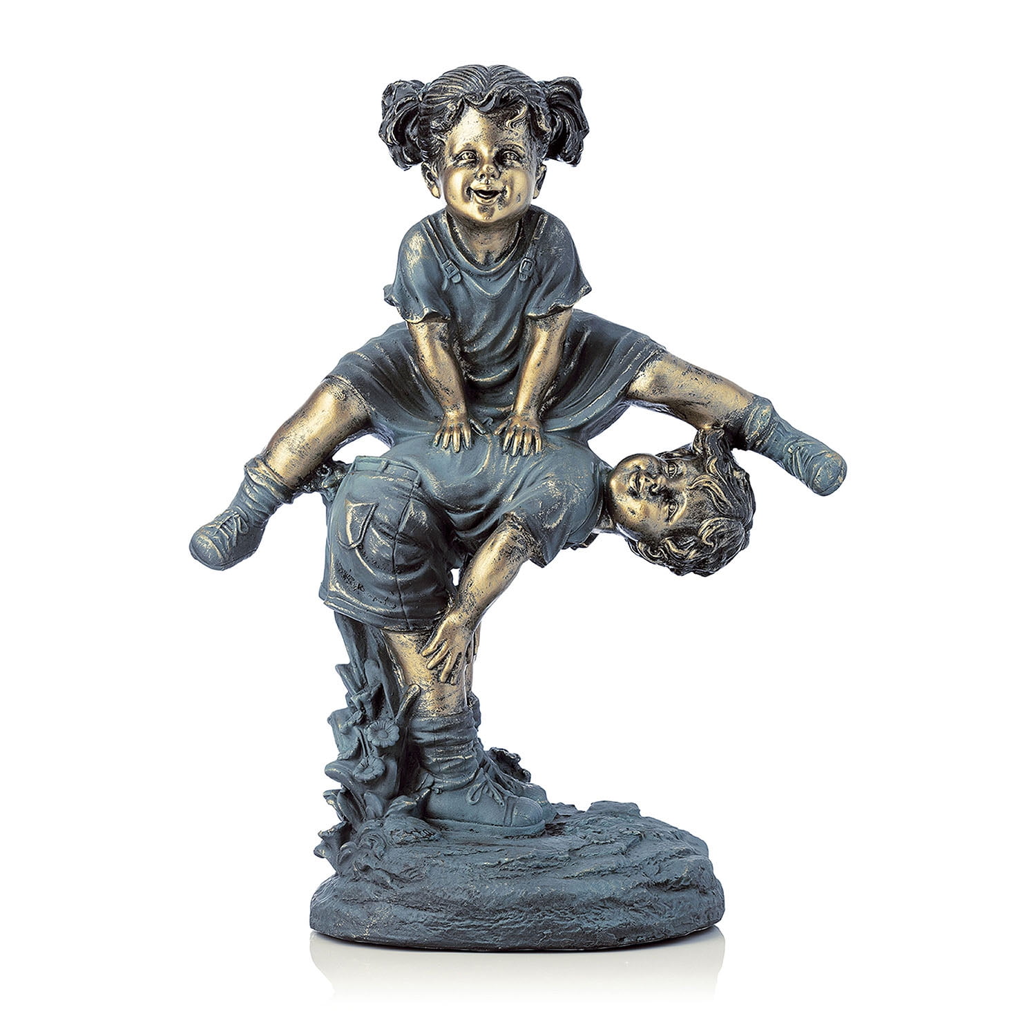Whimsical Playfulness Antique Finish Children Garden Statue