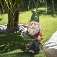 thumbnail image 1 of Alpine Corporation Gnome with Leaf Birdfeeder Statue, 16 Inch Tall, 1 of 12