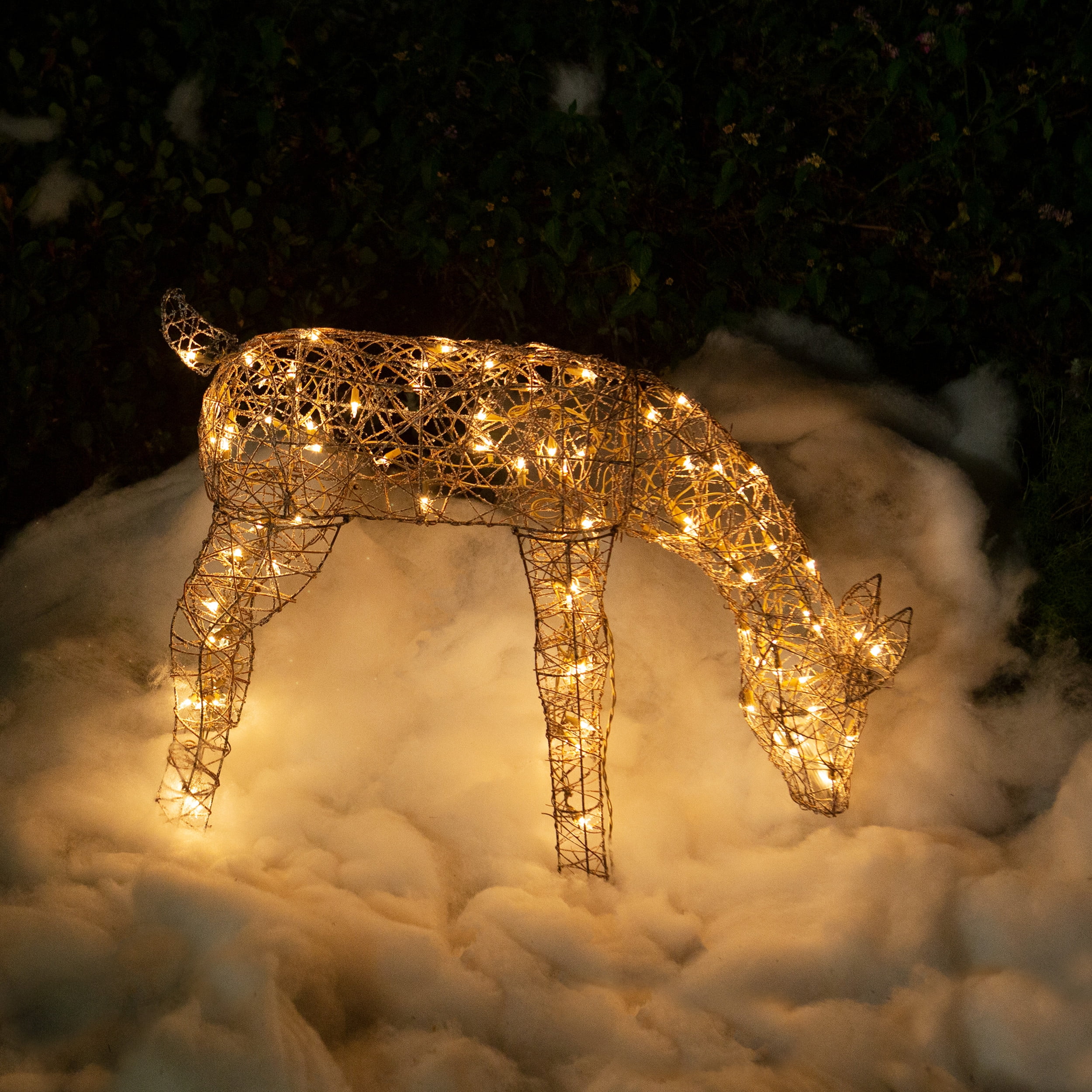 Large Warm White Pre-lit Rattan Reindeer Decoration