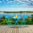 thumbnail image 1 of Alpine Corporation MSY100A-BL Indoor & Outdoor 3-Piece Bistro Set – Folding Table and Chairs, Vibrant Blue Patio Seating Set – Durable Steel Construction - Easy to Store, 1 of 13