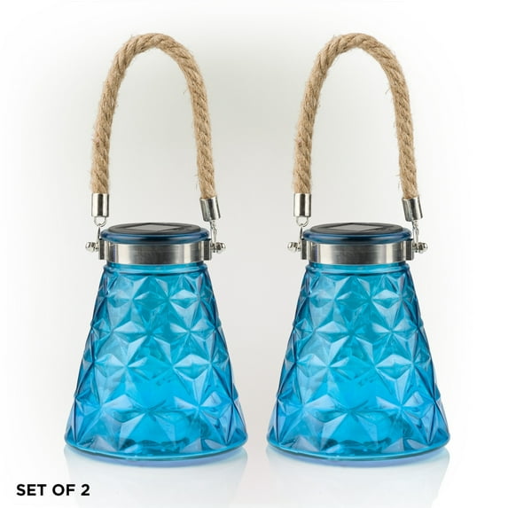 Alpine Corporation Indoor/Outdoor Solar Blue LED Wasp Trap Lights, Set of 2