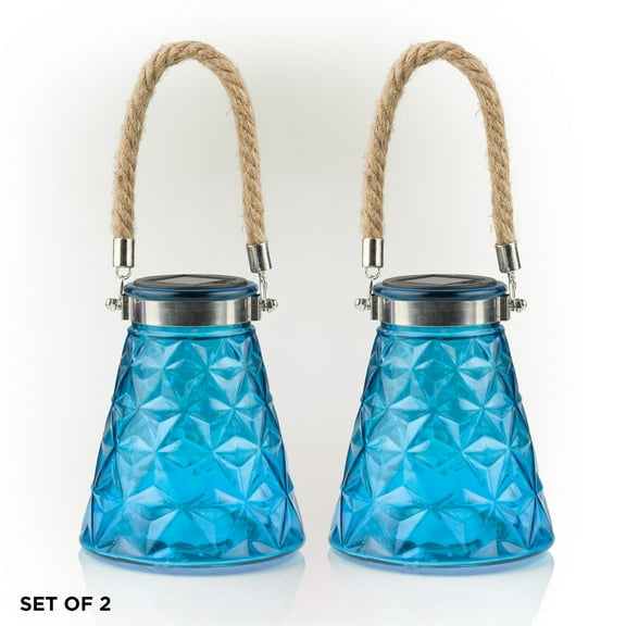 Alpine Corporation Indoor/Outdoor Solar Blue LED Wasp Trap Lights, Set of 2