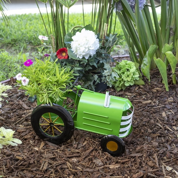 Alpine Corporation Metal Lime Green Tractor Planter