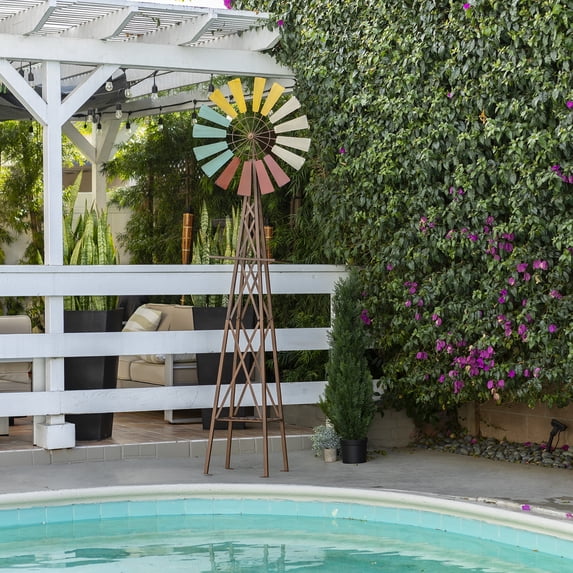 Alpine Corporation Metal Windmill Garden Stand