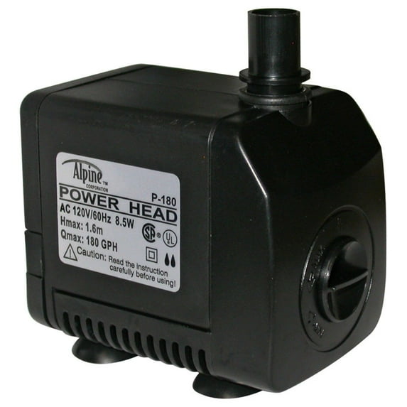 Alpine Corporation Outdoor Decor Power Head Pump for Small to Medium Fountains, Statuary, and Birdbaths with Moving Water