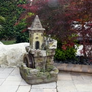Alpine Corporation Outdoor Fairy Castle Waterwheel Tiered Fountain