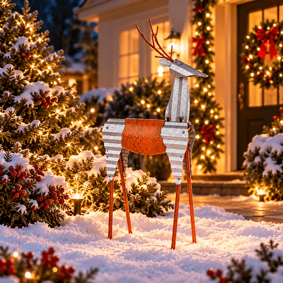 Alpine Corporation Sheet Metal Reindeer Decor