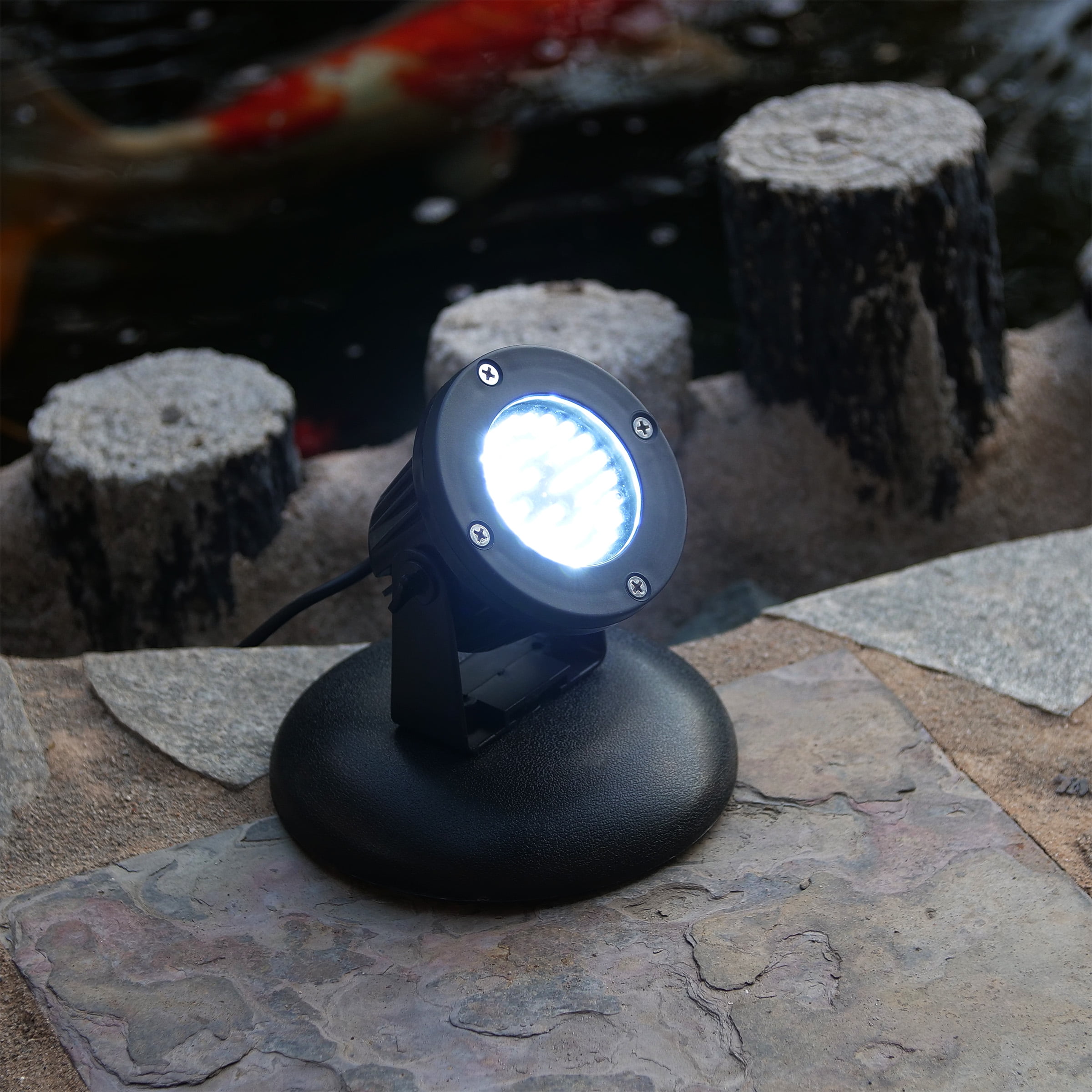 BENZARA Alpine Corporation Single Pond Lamp with 36 White LED Lights, Transformer, and Photocell