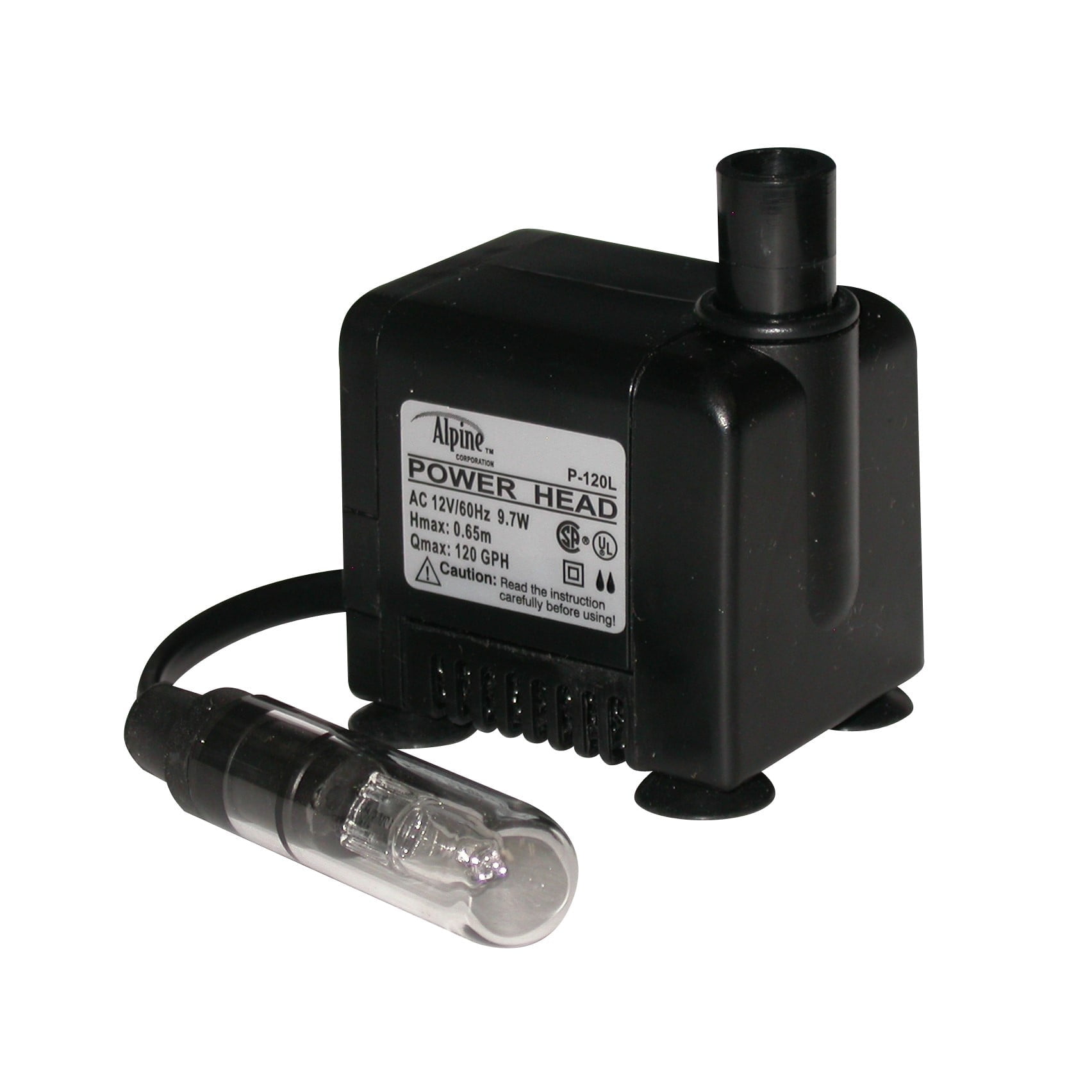 Alpine 120 GPH Black Ceramic Fountain Pump with Halogen Light