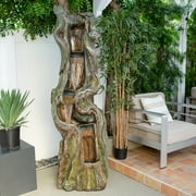 Alpine Corporation Tree Trunk Water Fountain with LED Lights
