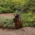 thumbnail image 1 of Alpine Corporation Vintage Barrel Water Pump with Buckets Fountain, 24 Inch Tall, 1 of 12