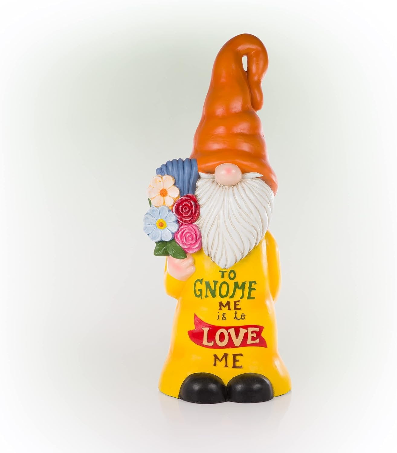 24" Multicolor Polyresin Garden Gnome with Flowers